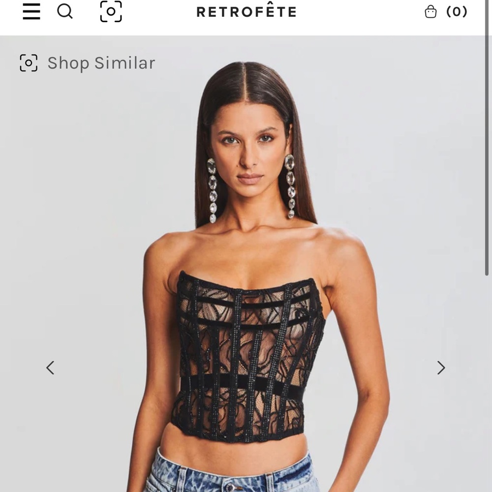 RETROFETE BAYLEY CORSET TOP NWOT BLACK WITH SEQUINS